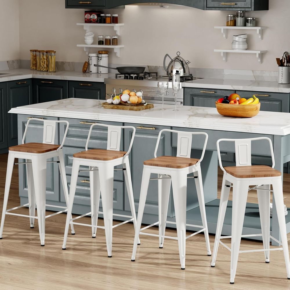 Home Bar Stools - Conjunto de 4 Banquetas Industriais de