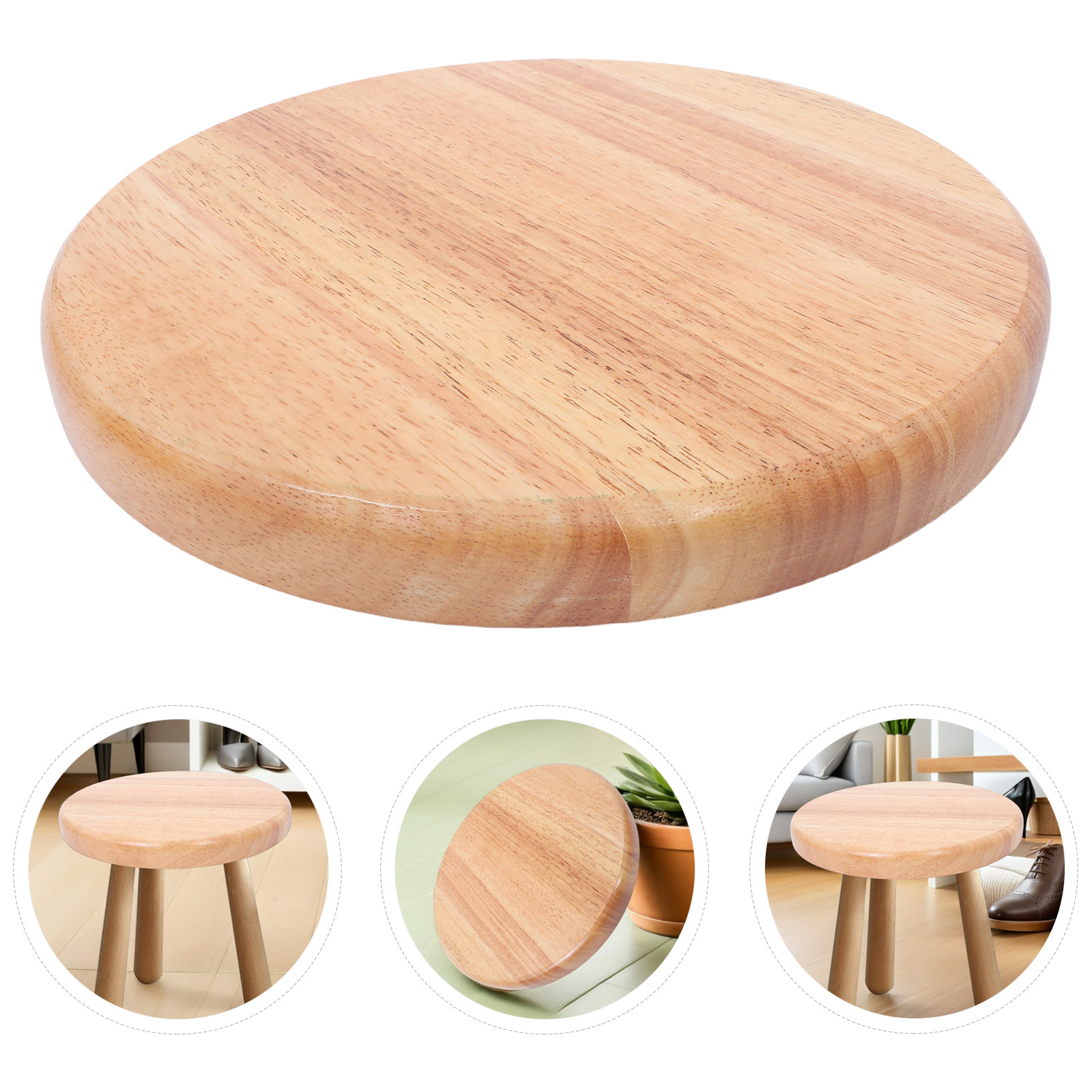 Home Bar Stools - Assento Redondo de Madeira para Banqueta,