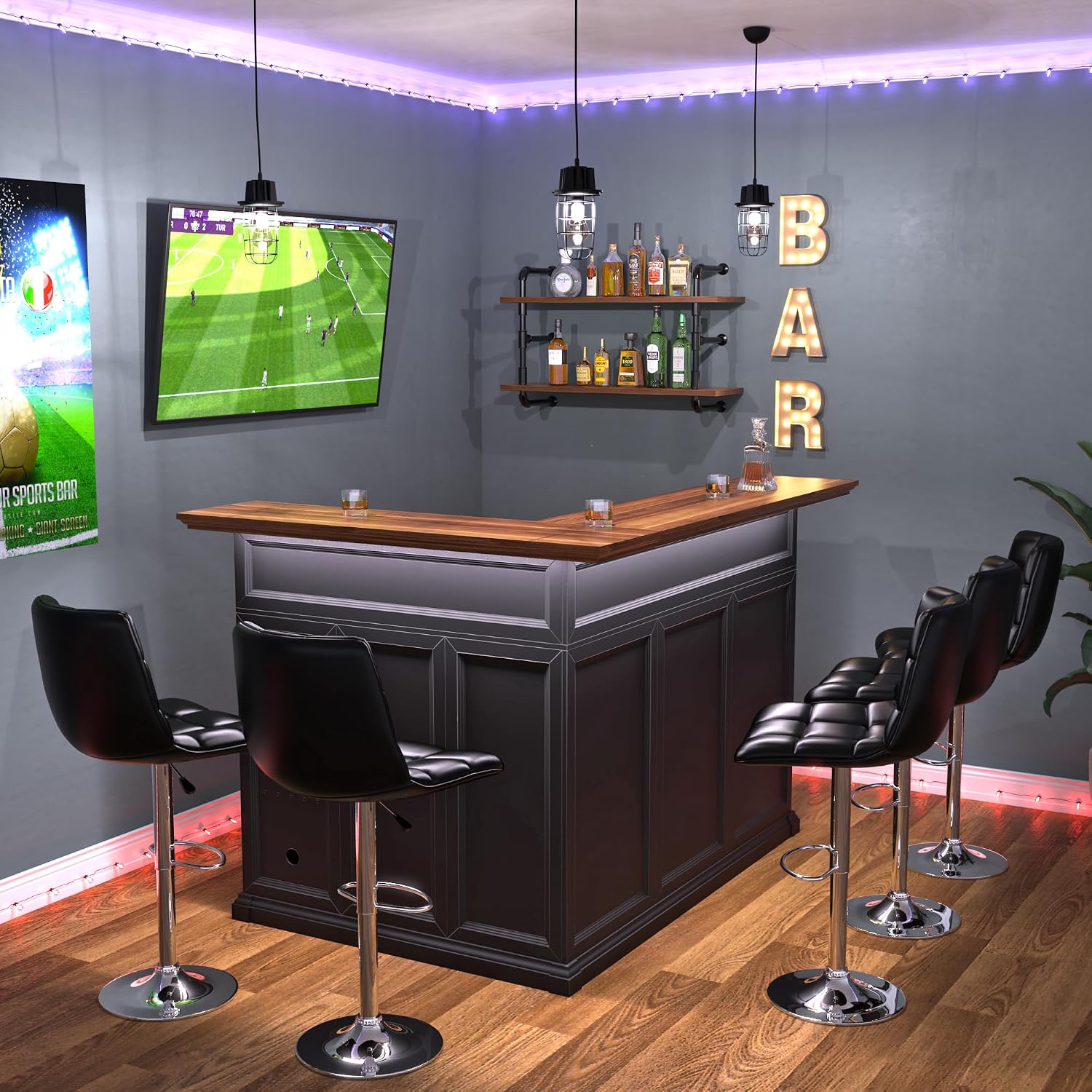 Armário de Bar em L para Casa  - Home Bar Setup avaliação e preço